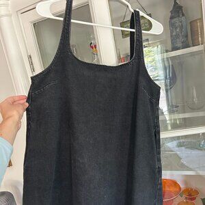 ASOS DESIGN denim pinny dress in black